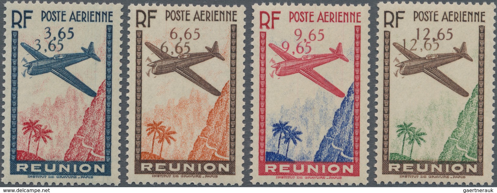 Reunion: 1938, Airmails, Complete Set Of Four Values Each With Double Impression Of Value, Mint Orig - Covers & Documents