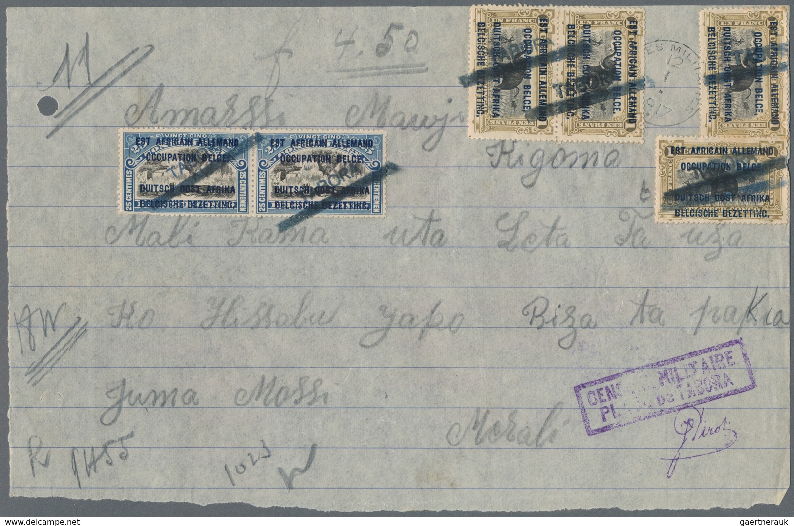 Ruanda-Urundi - Belgische Besetzung Deutsch-Ostafrika: 1917 TELEGRAM Used In 1917 From Tabora To Kig - Used Stamps