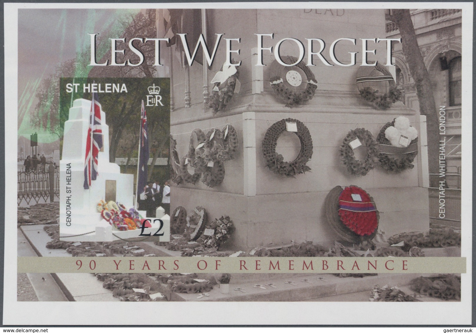 St. Helena: 2008, 90 Years Of Remembrance (End Of WWI) Complete IMPERFORATE Set Of Six With Portaits - Saint Helena Island