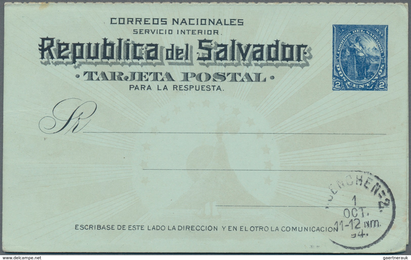 El Salvador - Ganzsachen: 1894, Two Stationery Double-cards: 2 C Uprated 1 C And 3 C Both Sent From - El Salvador