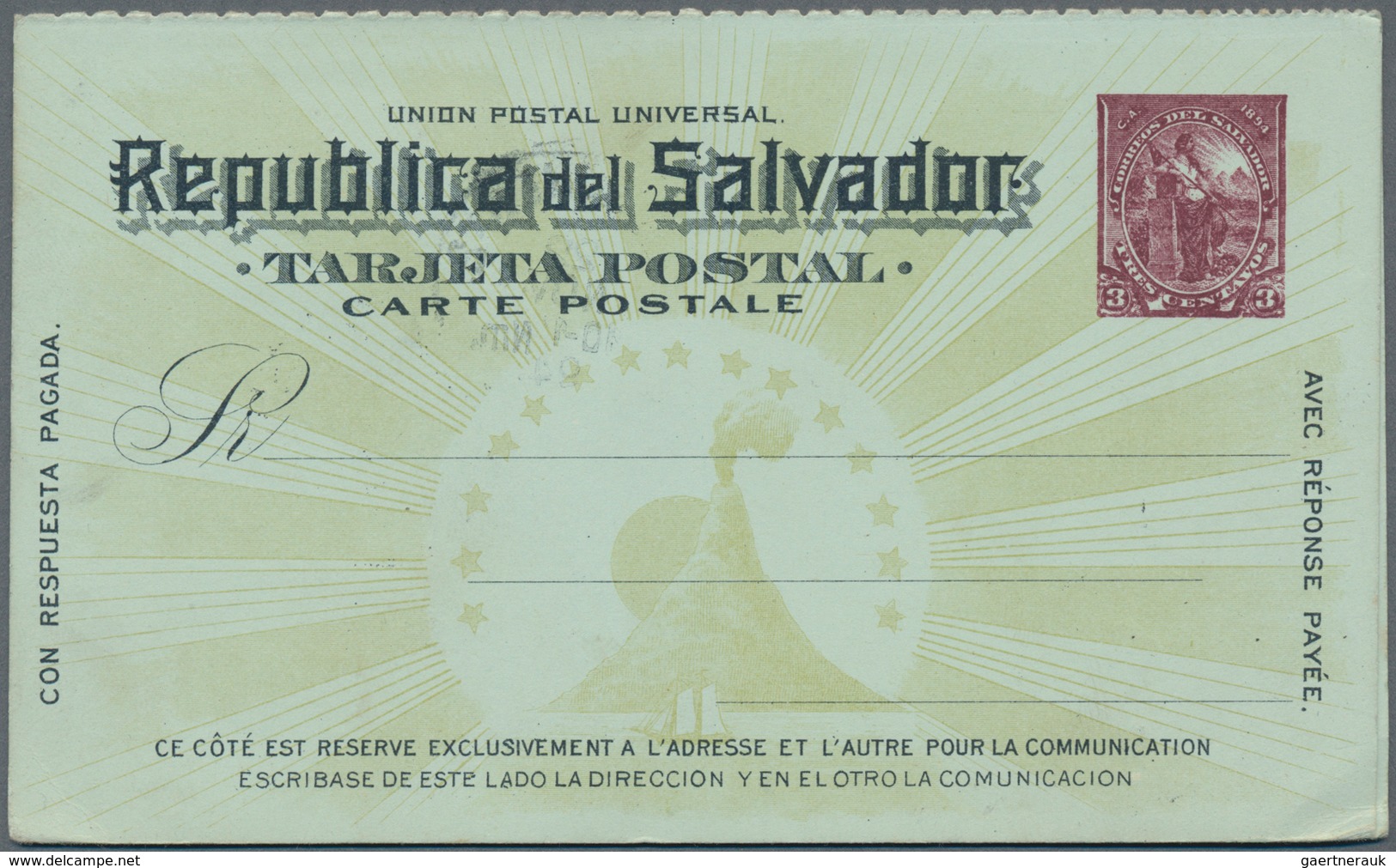 El Salvador - Ganzsachen: 1894, Two Stationery Double-cards: 2 C Uprated 1 C And 3 C Both Sent From - El Salvador