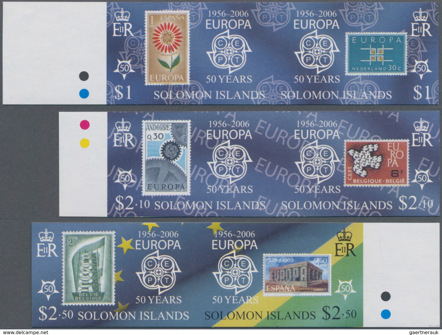 Salomoninseln: 2005, 50th Anniversary Of First Europa-CEPT Stamps Complete Set Of Twelve In Six Hori - British Solomon Islands (...-1978)