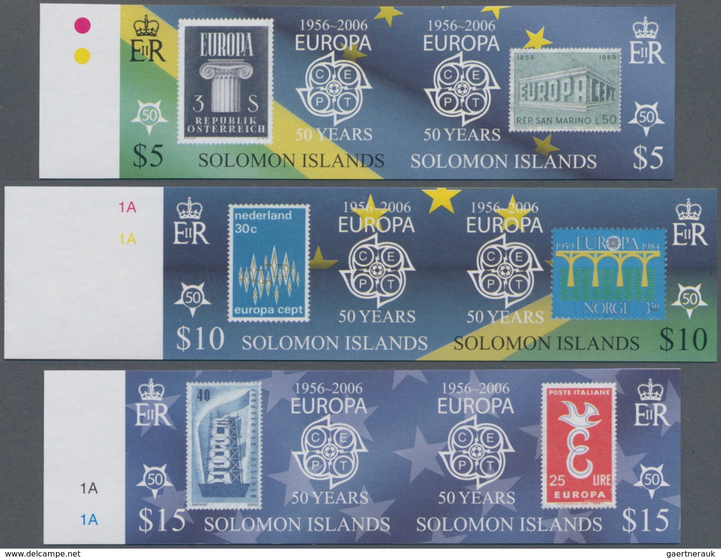 Salomoninseln: 2005, 50th Anniversary Of First Europa-CEPT Stamps Complete Set Of Twelve In Six Hori - British Solomon Islands (...-1978)