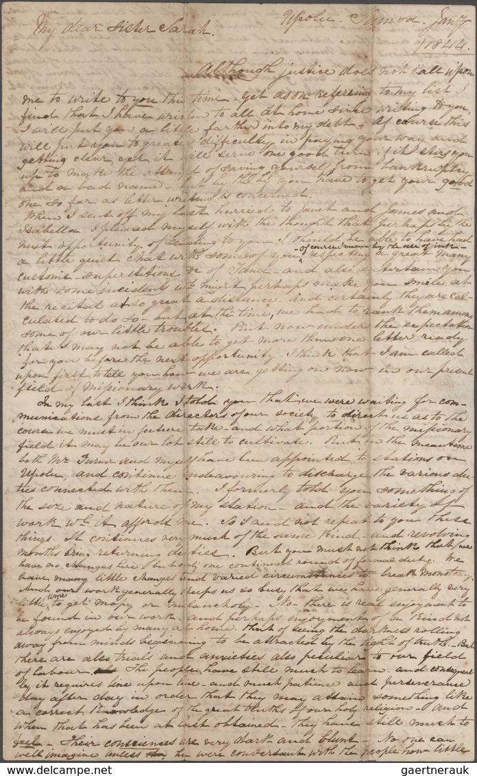 Samoa: 1844 Entire Letter Written And Sent By Rev. Henry Nisbet From Upolu, Samoa To His Sister In G - Samoa