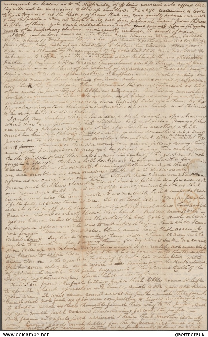 Samoa: 1844 Entire Letter Written And Sent By Rev. Henry Nisbet From Upolu, Samoa To His Sister In G - Samoa