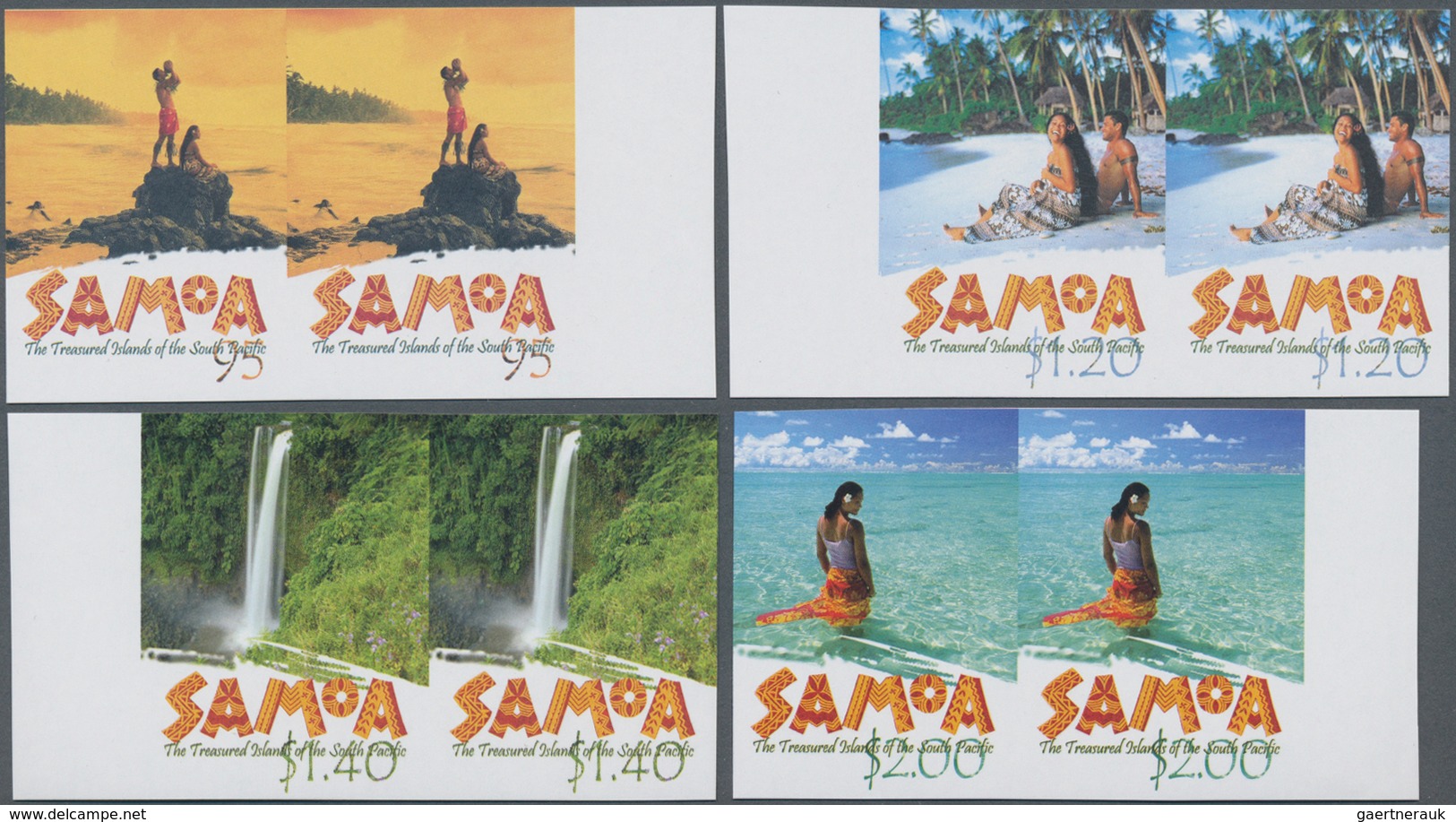 Samoa: 2002, Landscapes Complete Set Of Four In Horizontal IMPERFORATE Pairs From Right Or Left Marg - Samoa