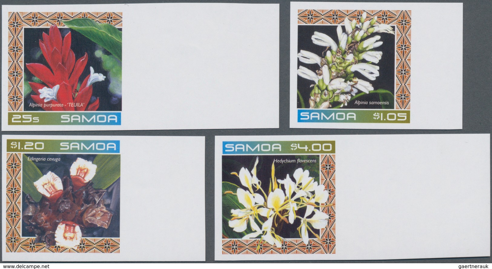 Samoa: 2002, Ginger Plants Complete IMPERFORATE Set Of Four From Right Margins, Mint Never Hinged An - Samoa
