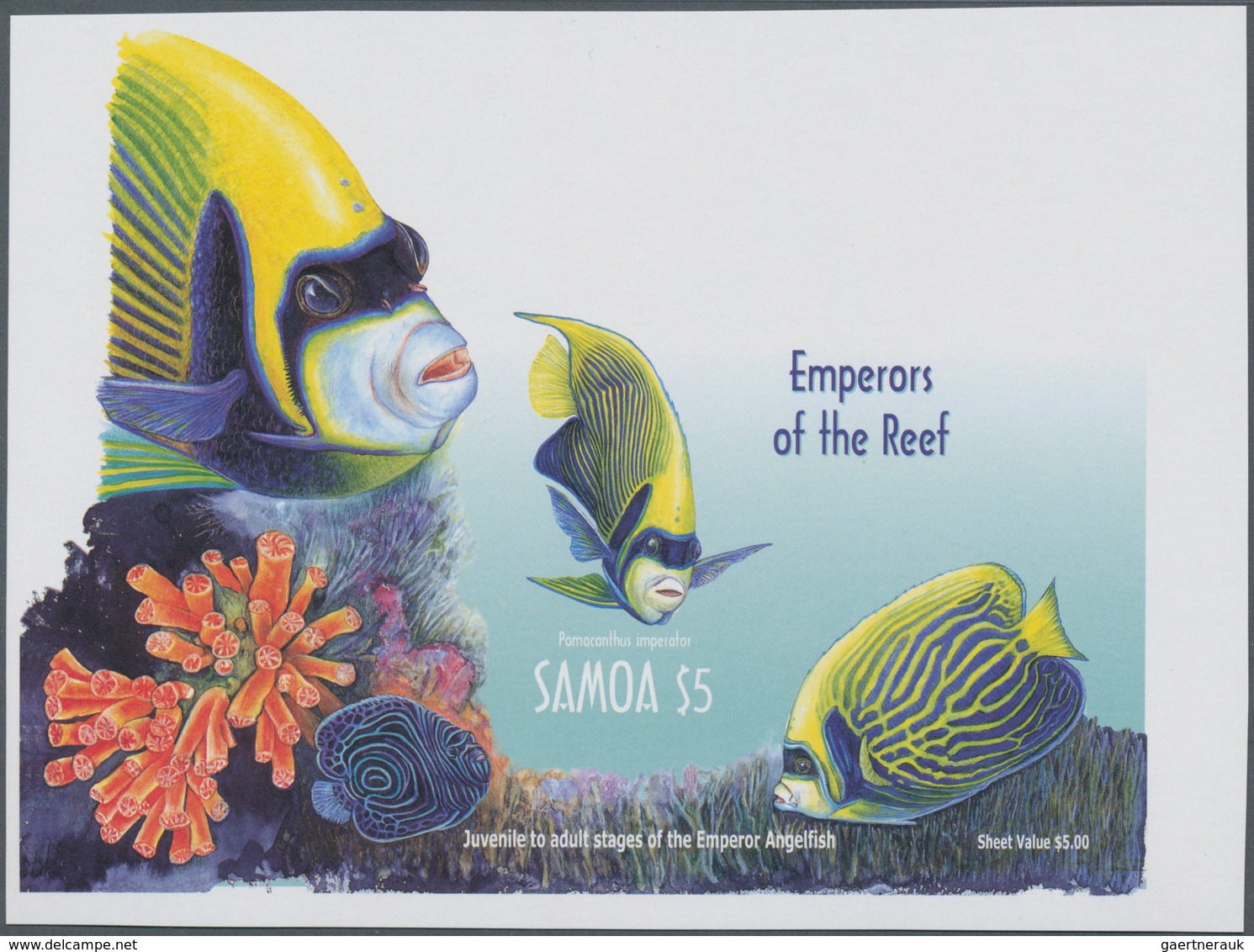 Samoa: 2003, Fishes Complete IMPERFORATE Set Of Four From Right Margins And The Imperf. Miniature Sh - Samoa