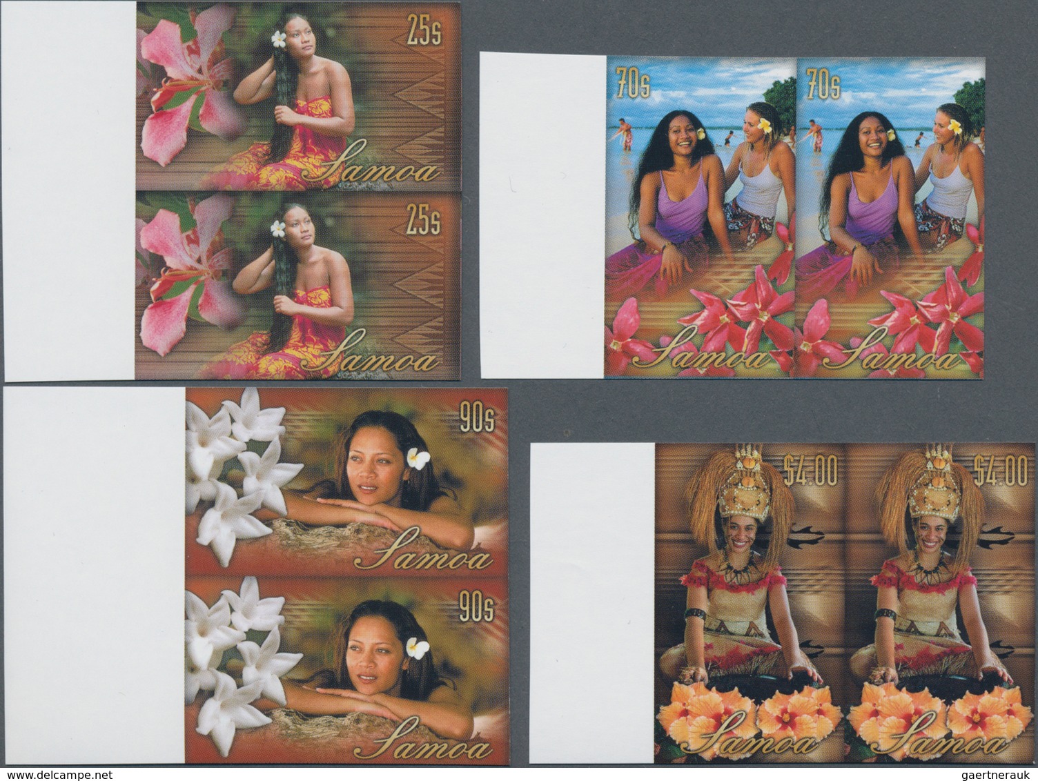 Samoa: 2004, Samoan Beauties Complete Set Of Four In Horizontal Or Vertical IMPERFORATE Pairs From R - Samoa