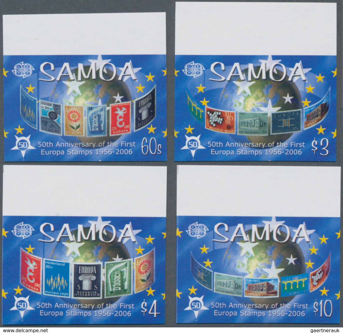 Samoa: 2005, 50th Anniversary Of The First Europa-CEPT Stamps Complete IMPERFORATE Set Of Four From - Samoa