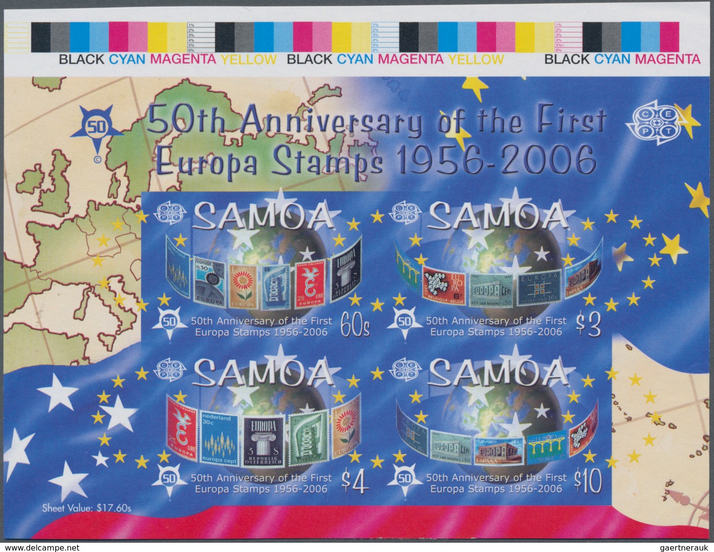 Samoa: 2005, 50th Anniversary Of The First Europa-CEPT Stamps Complete IMPERFORATE Set Of Four From - Samoa