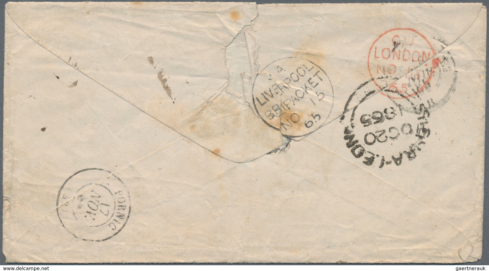 Sierra Leone: 1865, Two Stampless Covers From Sierra Leone To Pornic, France Via Liverpool (British - Sierra Leone (1961-...)