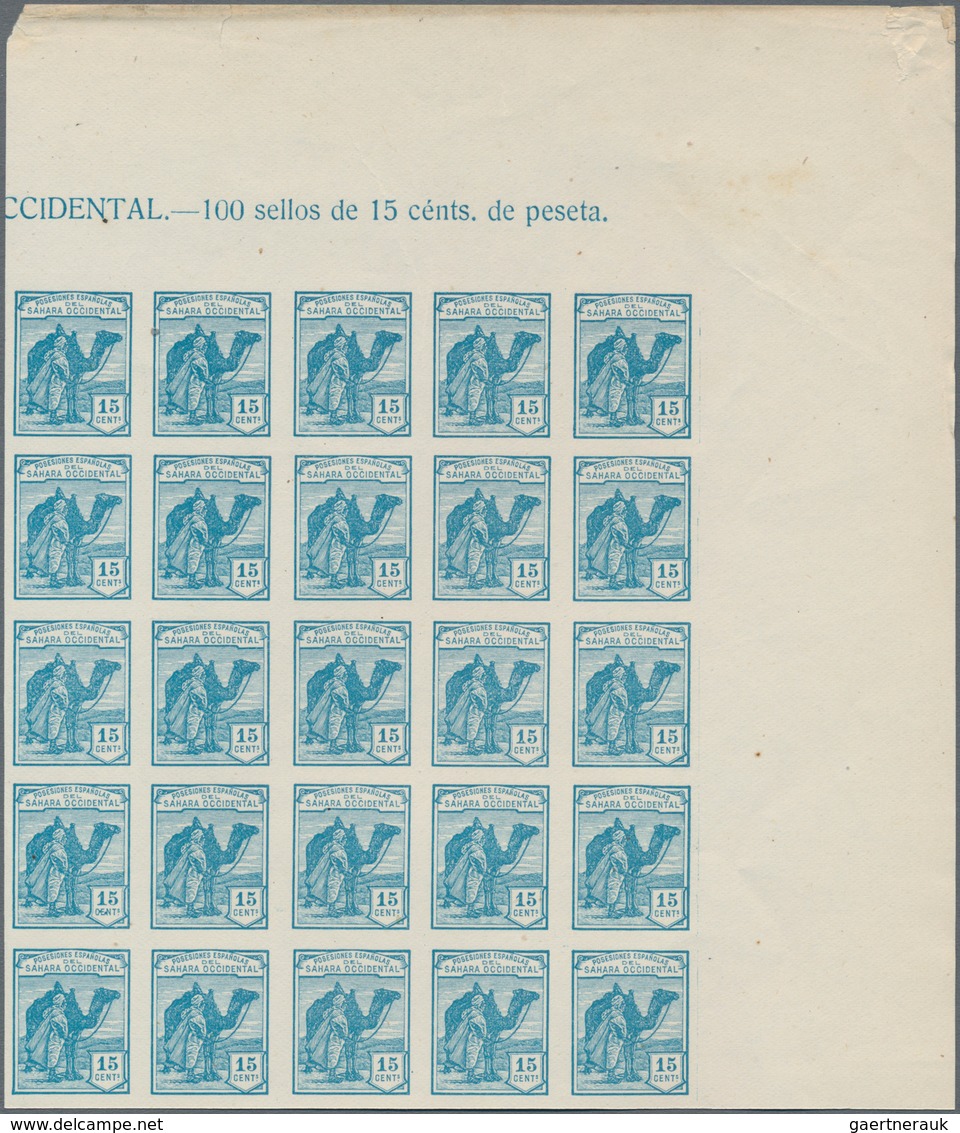 Spanisch-Sahara: 1937, Definitives "Camel Hoseman", not issued, 15c.-10p. imperforate, complete set