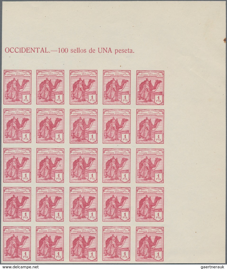 Spanisch-Sahara: 1937, Definitives "Camel Hoseman", not issued, 15c.-10p. imperforate, complete set