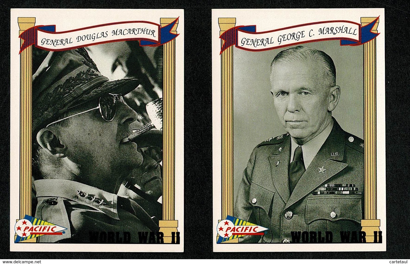 WWII Patriotic Pacific US Lot :  Général MARSHALL & Général MACARTHUR     6,2 X 9 Cm SUPERBE - Other & Unclassified