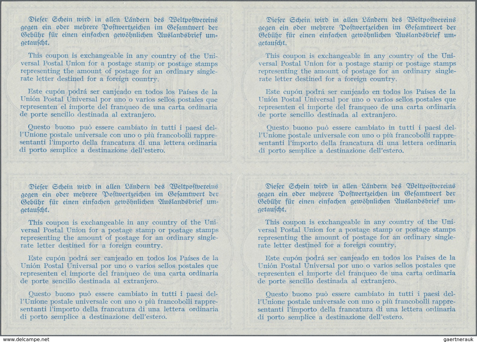Südafrika: 1947, April. International Reply Coupon 5 D (London Type) In An Unused Block Of 4. Luxury - Briefe U. Dokumente