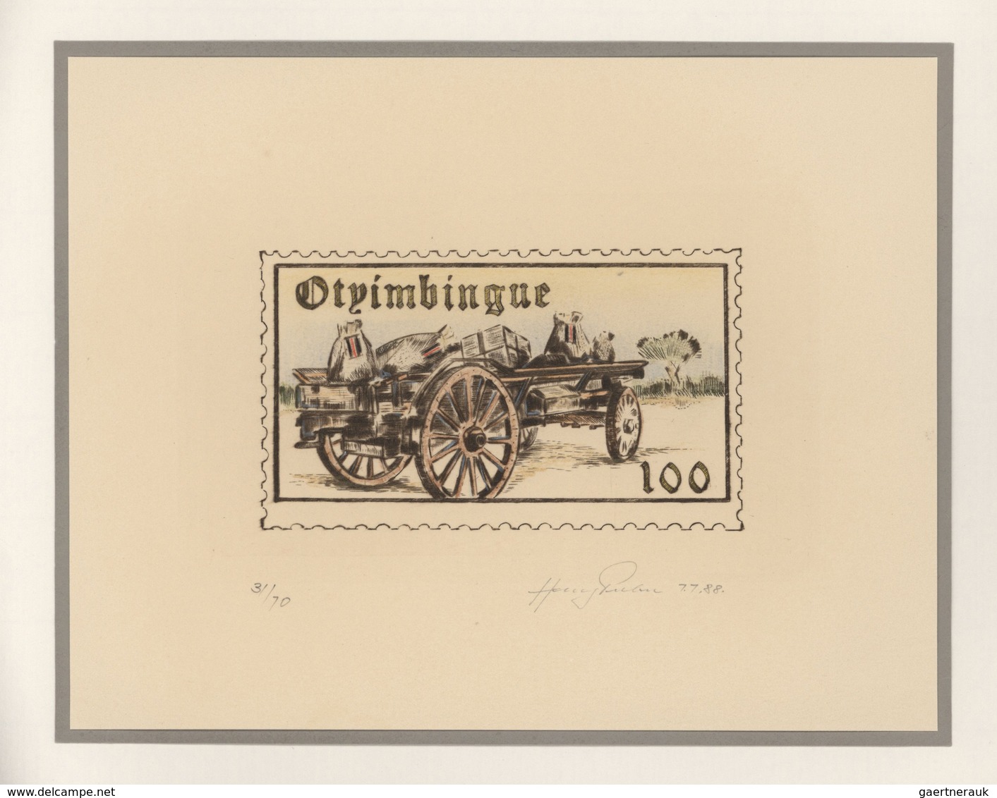 Südwestafrika: 1988, Centenary Of Postal Service, Artist Drawing "Otyimbingue/100" Depicting A Posta - South West Africa (1923-1990)