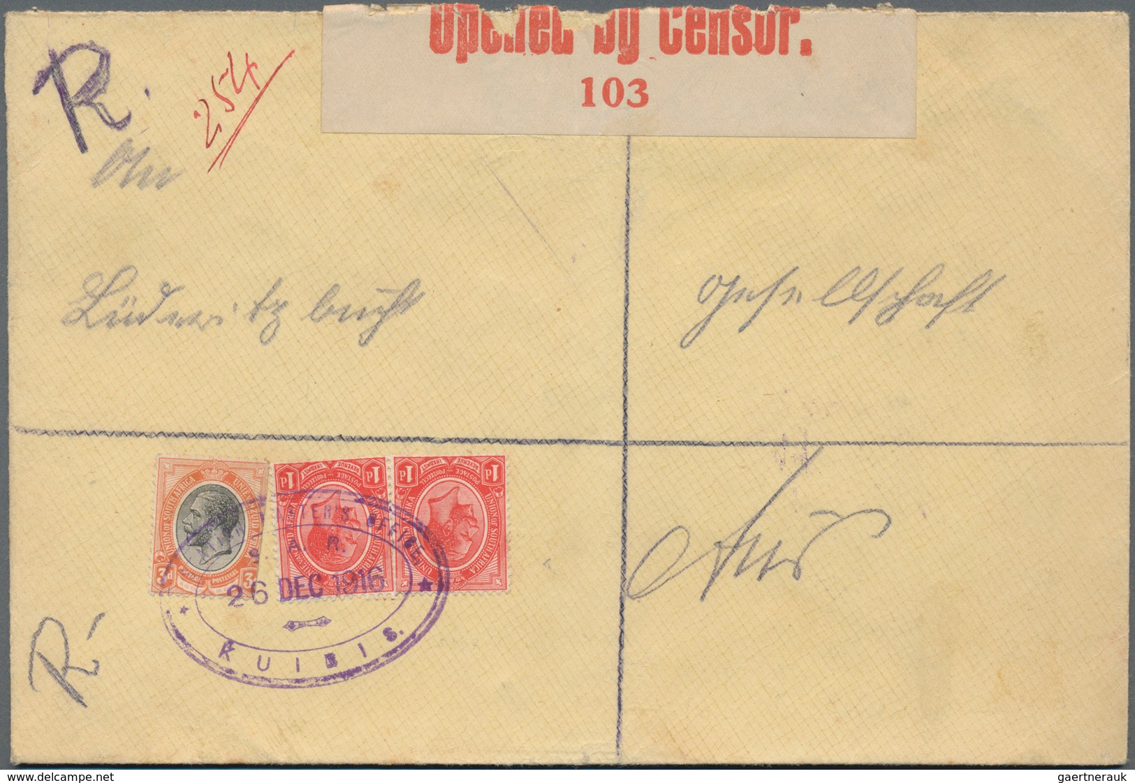 Südwestafrika - Stempel: 1916, "STATION MASTER'S OFFICE KUIBIS 26 DEC 1916", Violet Oval Dater, Clea - German South West Africa