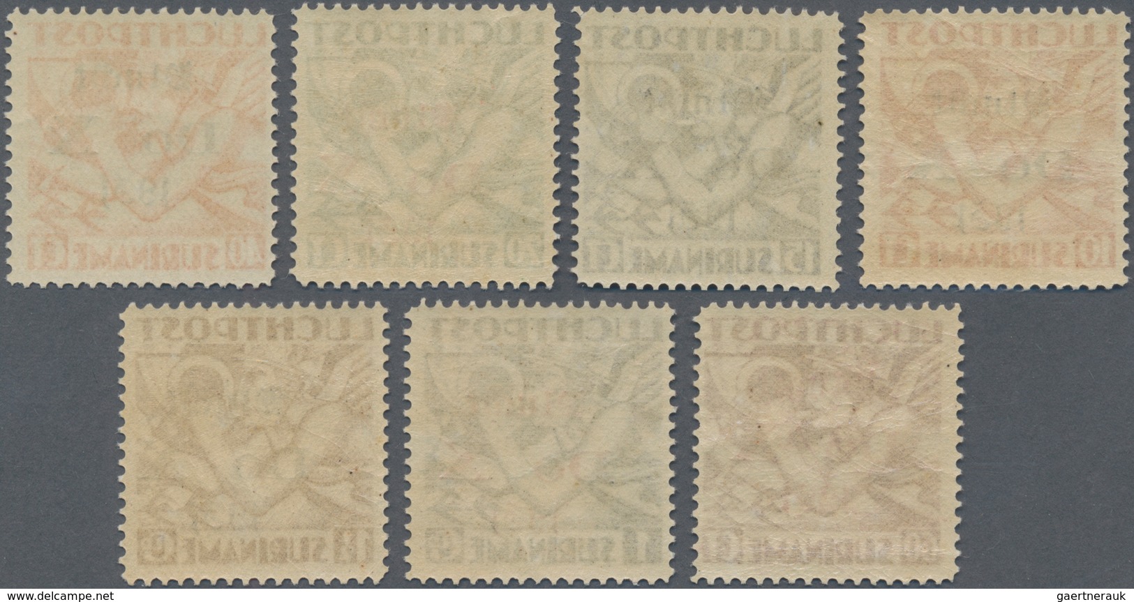 Surinam: 1931, Airmails "DO. X", 10c.-1½gld., Complete Set Of Seven Values, Each Showing Variety "Mi - Surinam ... - 1975