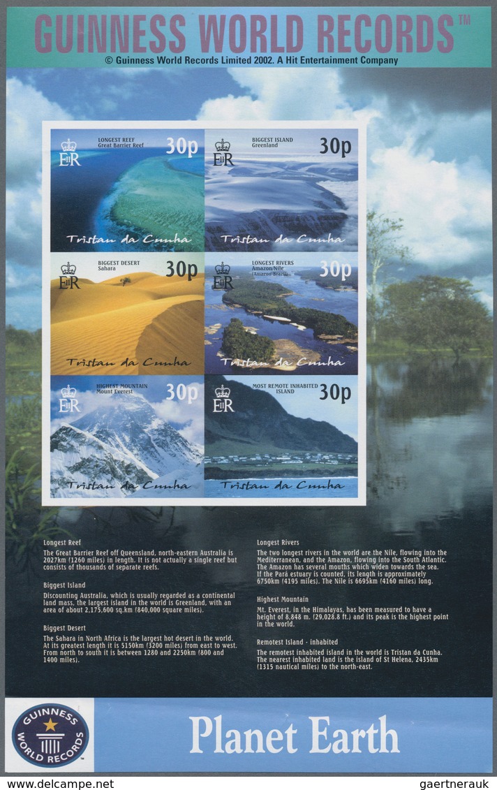 Tristan Da Cunha: 2003, Guiness World Records IMPERFORATE Sheetlet With Six Different Stamps (landsc - Tristan Da Cunha