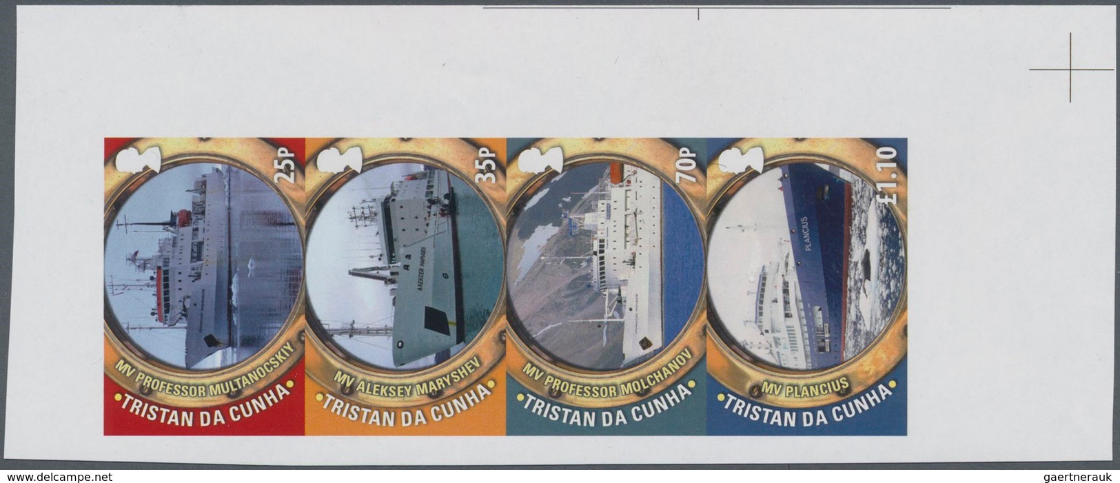 Tristan Da Cunha: 2011, Cruise Liner "Plancius", IMPERFORATE Proof Se-tenant Strip Of Four, Mint Nev - Tristan Da Cunha