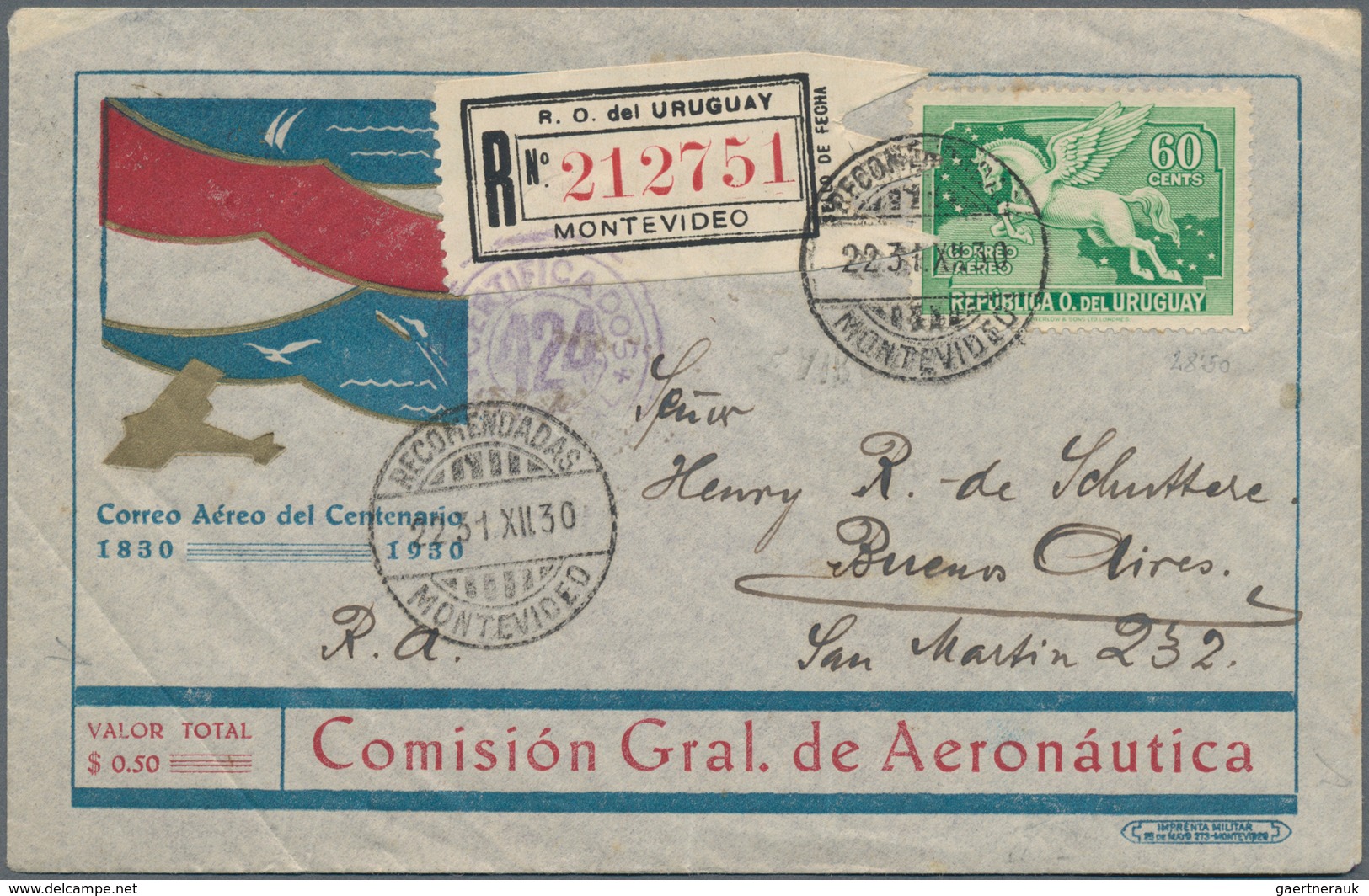 Uruguay: 1868-1931 Three Unusual Items: 1.) 1868 Banknote 20$ From Montevideo, 2) Registered Airmail - Uruguay