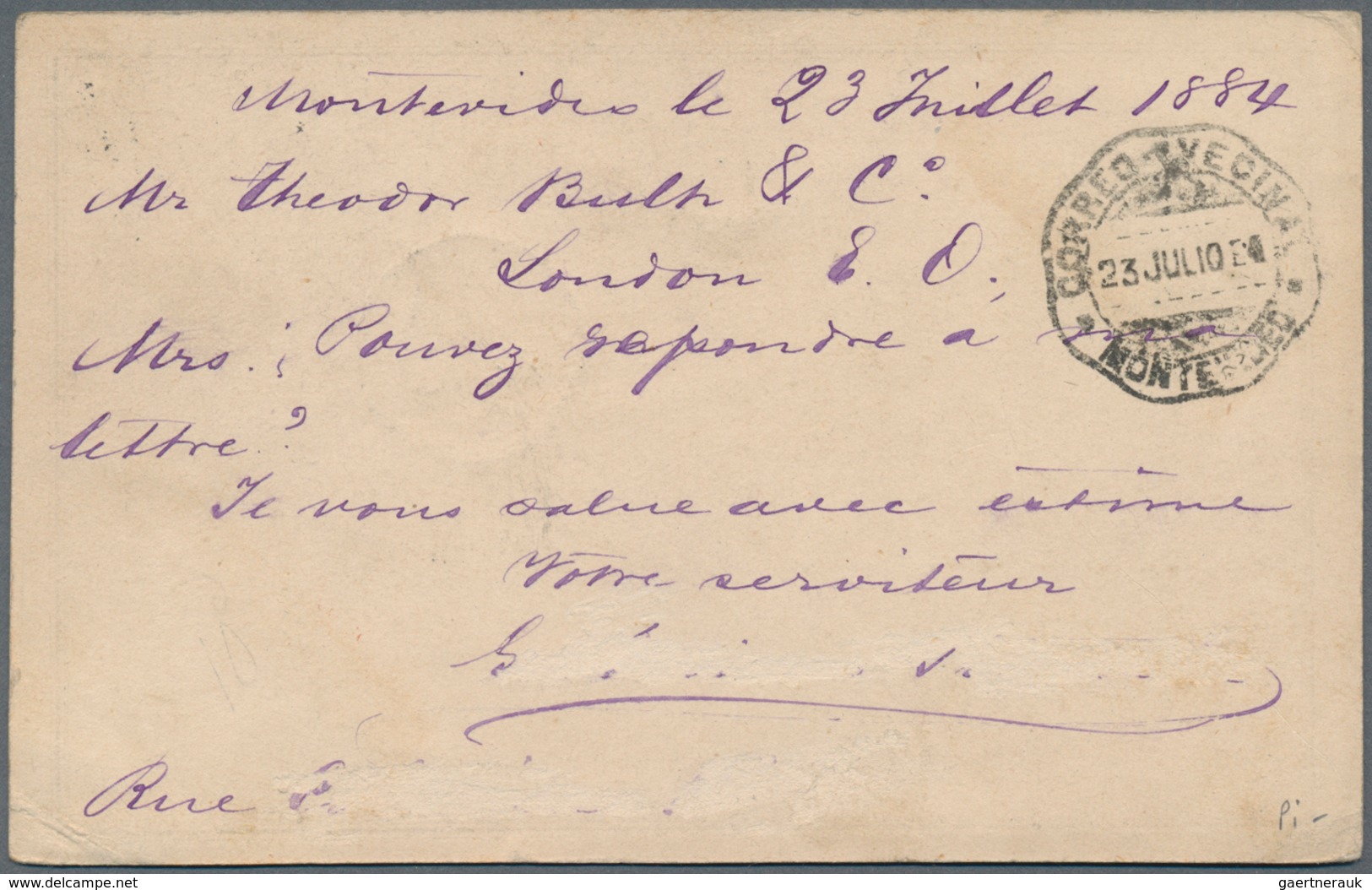 Uruguay: 1880/1904, Stationery Cards Used (7 Inc. Two Uprated) Inc. 6 To Foreign To France, Germany - Uruguay