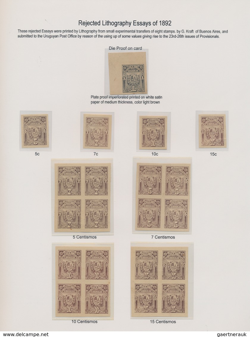 Uruguay: 1892, Rejected Lithographic Essays, Selection Of 25 Imperf. And Twelve Perf. Pieces, Denomi - Uruguay