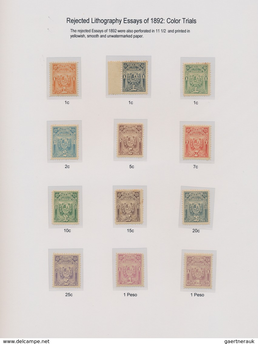 Uruguay: 1892, Rejected Lithographic Essays, Selection Of 25 Imperf. And Twelve Perf. Pieces, Denomi - Uruguay