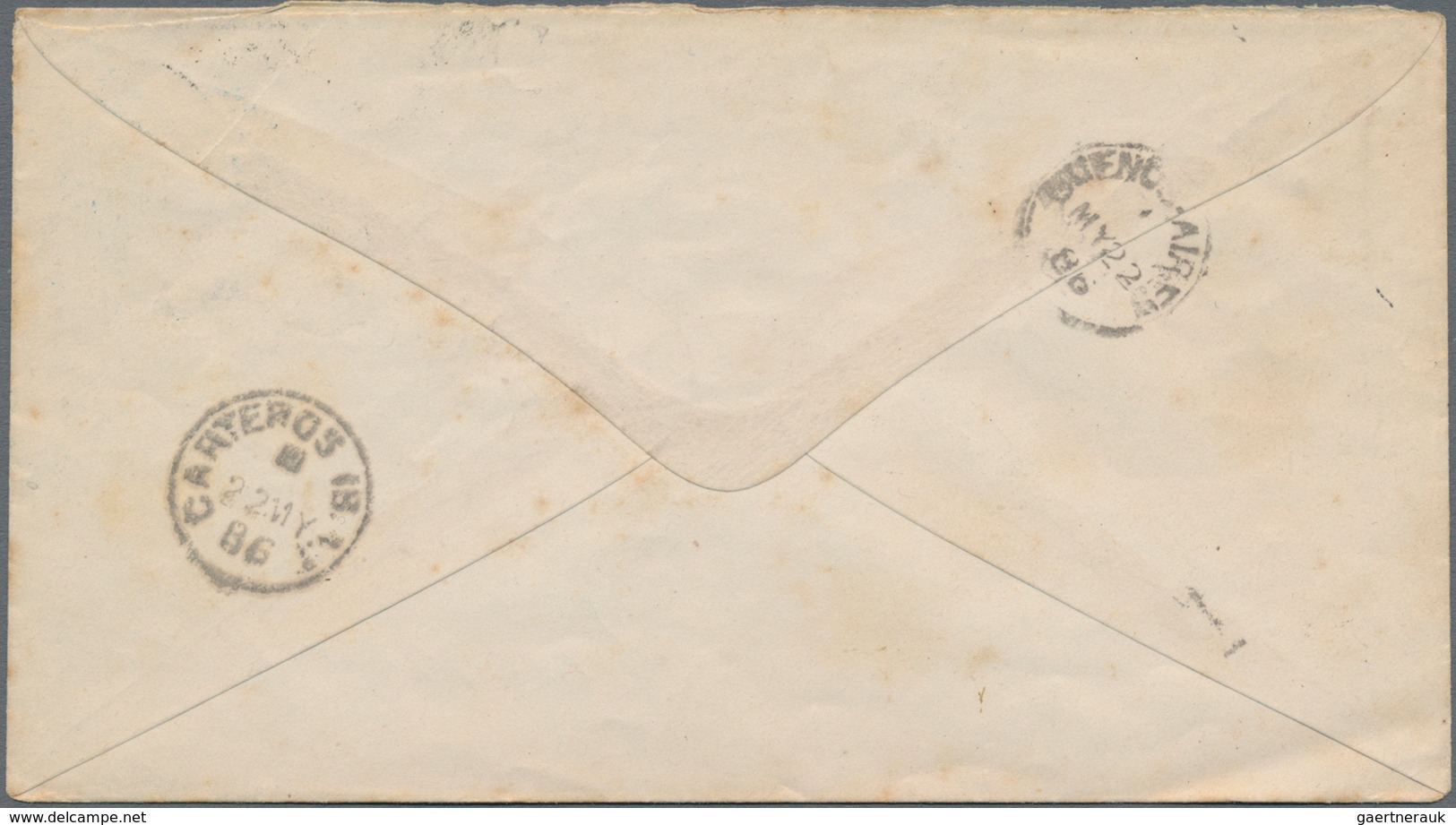 Uruguay - Ganzsachen: 1886, 10 C Blue Postal Stationery Cover With Frame Handstamp "ULTIMA BORA" To - Uruguay