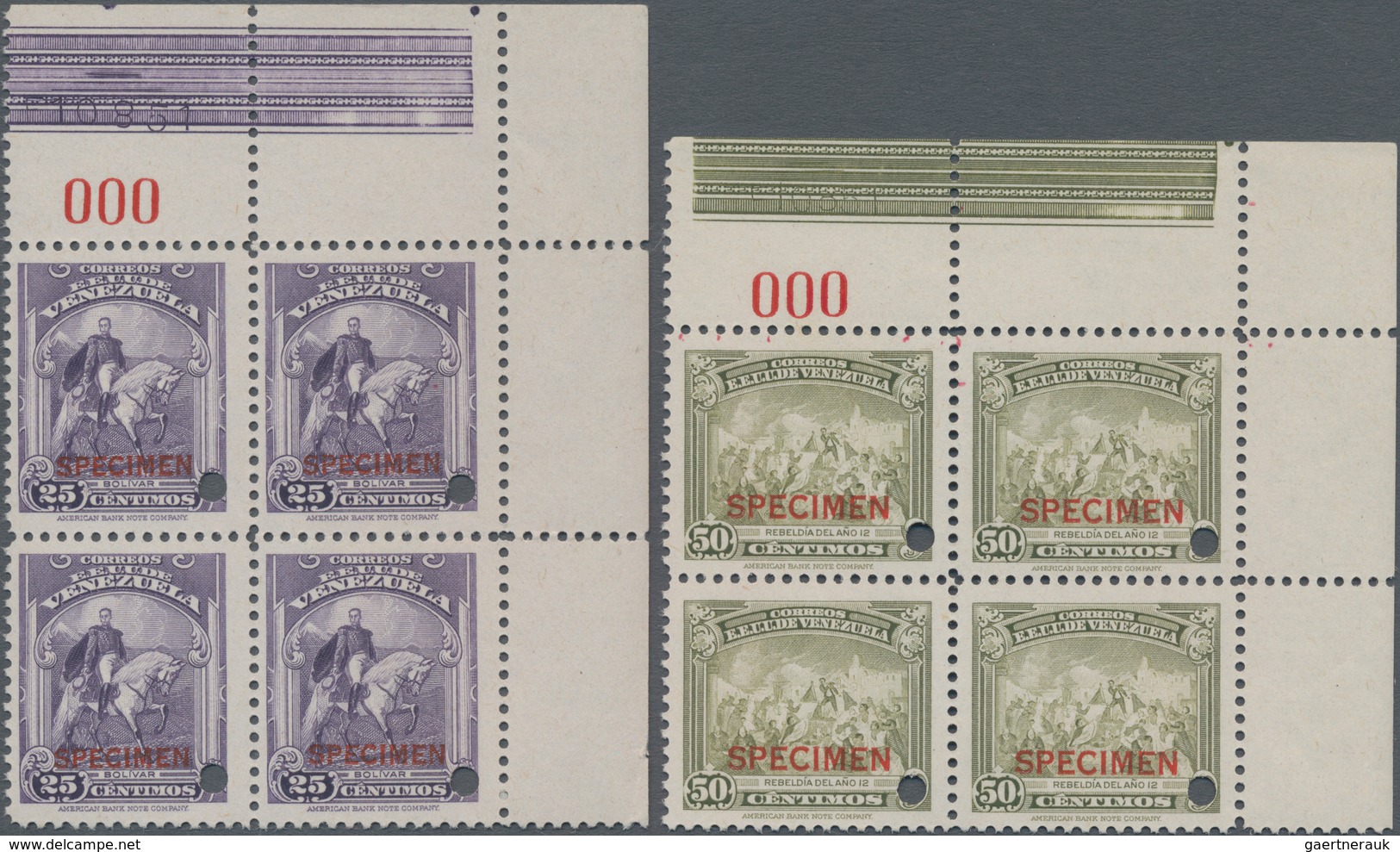 Venezuela: 1947, Definitive Issue 25c. Violet (Bolivar On Horse) And 50c. Olive-green (revolt Of 181 - Venezuela