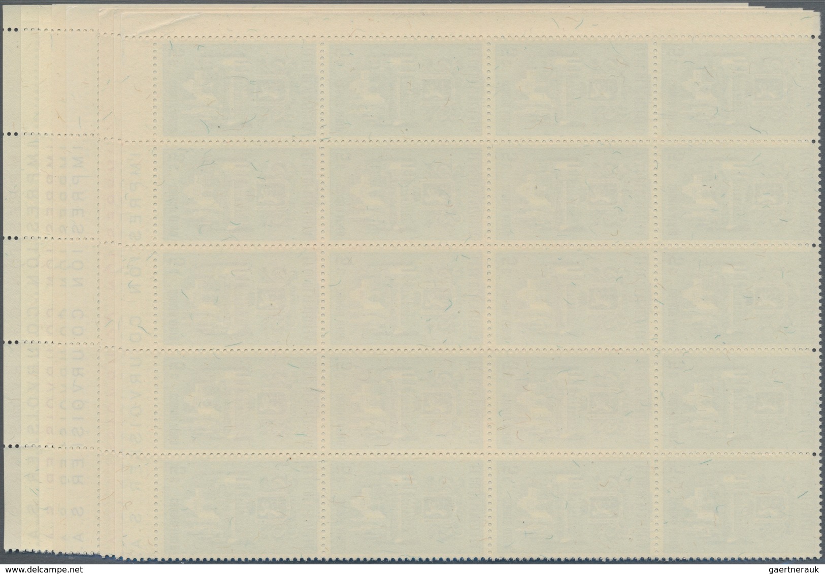 Venezuela: 1951, Coat Of Arms 'CARACAS' Airmail Stamps Complete Set Of Nine In Blocks Of 20 From Upp - Venezuela