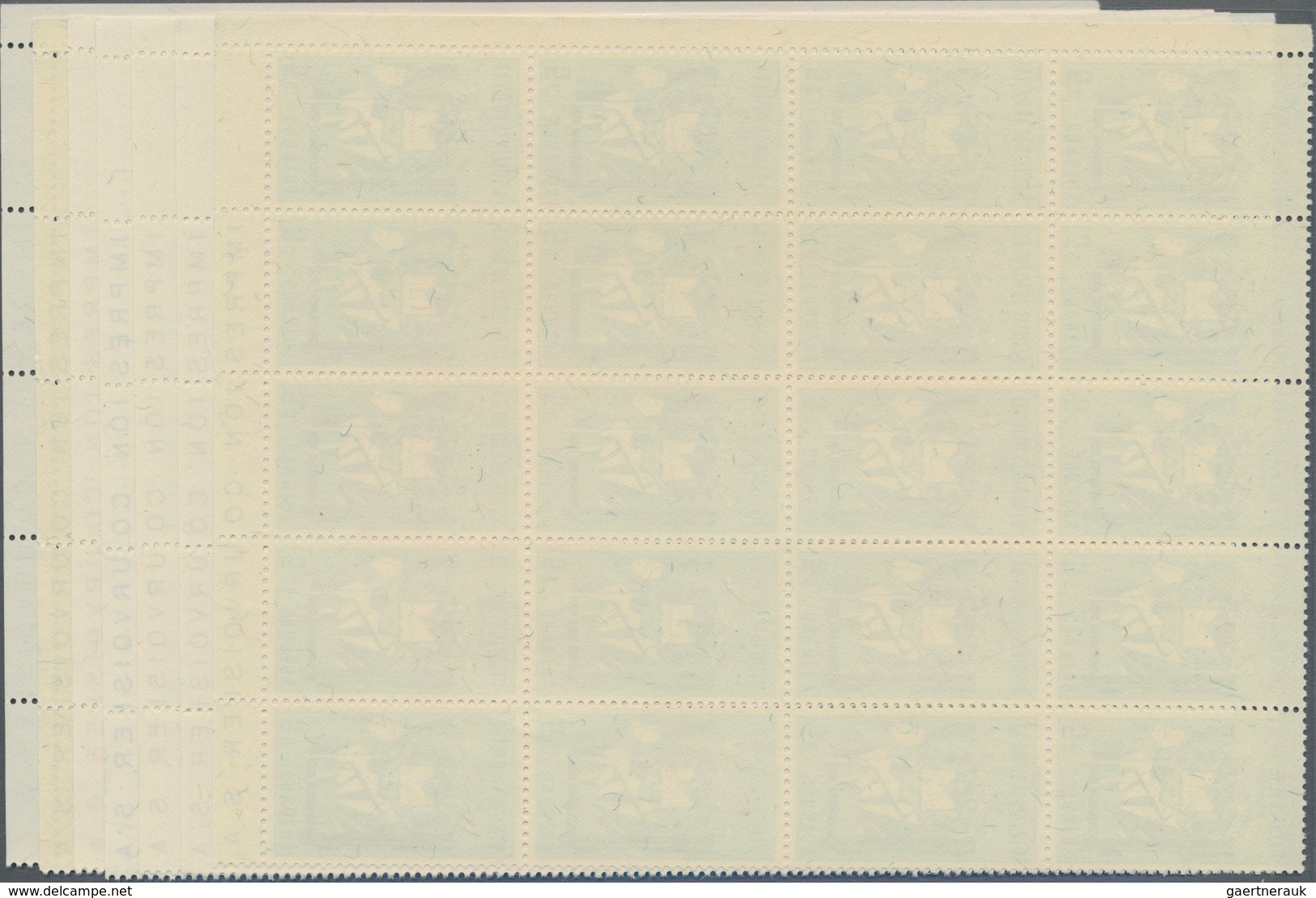 Venezuela: 1952, Coat Of Arms 'BOLIVAR' Normal Stamps Complete Set Of Seven In Blocks Of 20 From Upp - Venezuela