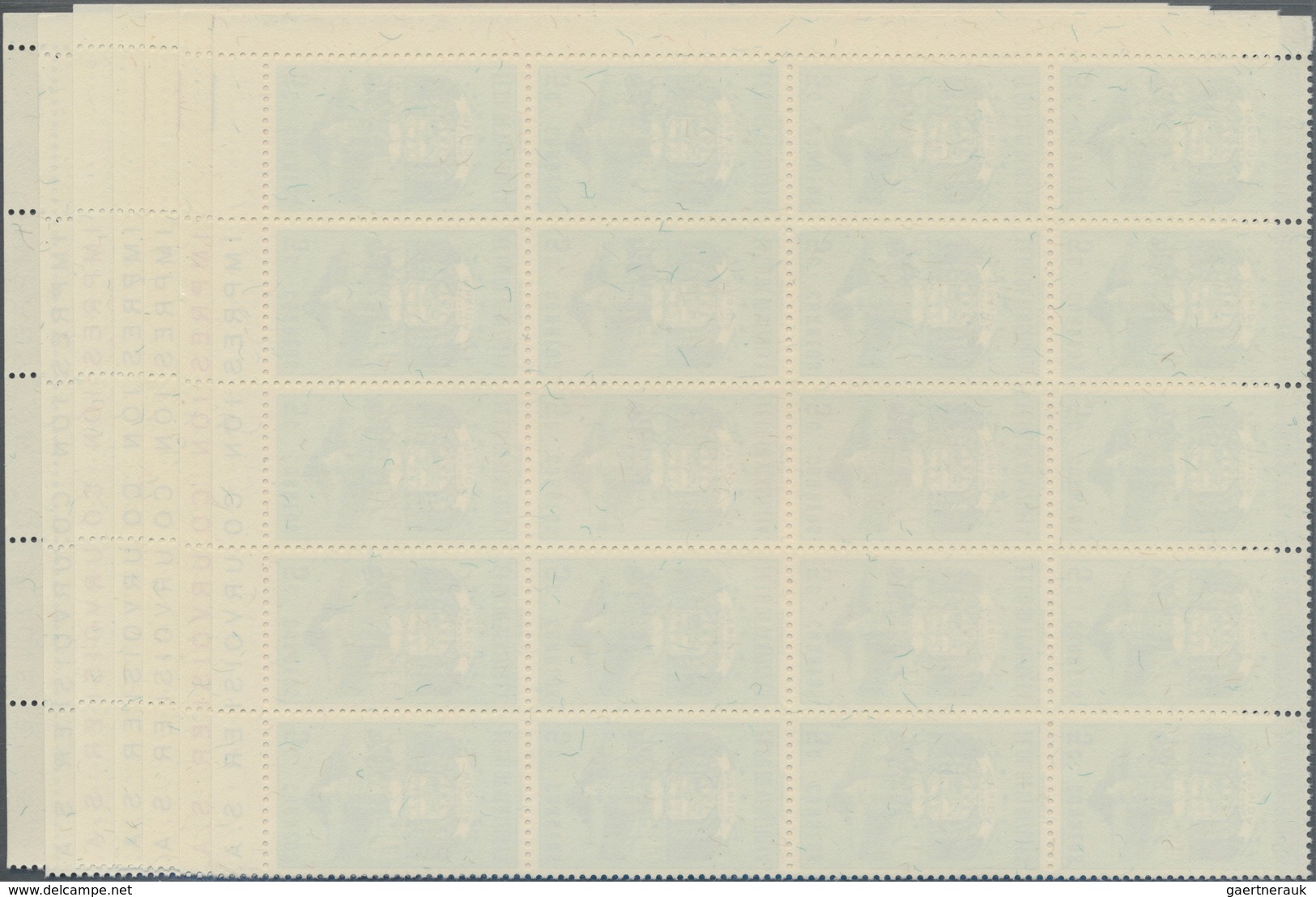 Venezuela: 1953, Coat Of Arms 'MERIDA' Normal Stamps Complete Set Of Seven In Blocks Of 20 From Uppe - Venezuela