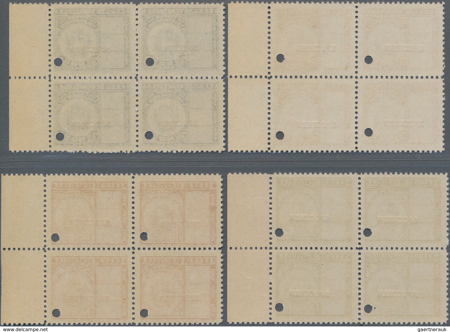 Venezuela - Stempelmarken: 1938 (ca.), Four Different Revenue Stamps 'TIMBRE TELEGRAFICO' 25c. Carmi - Venezuela