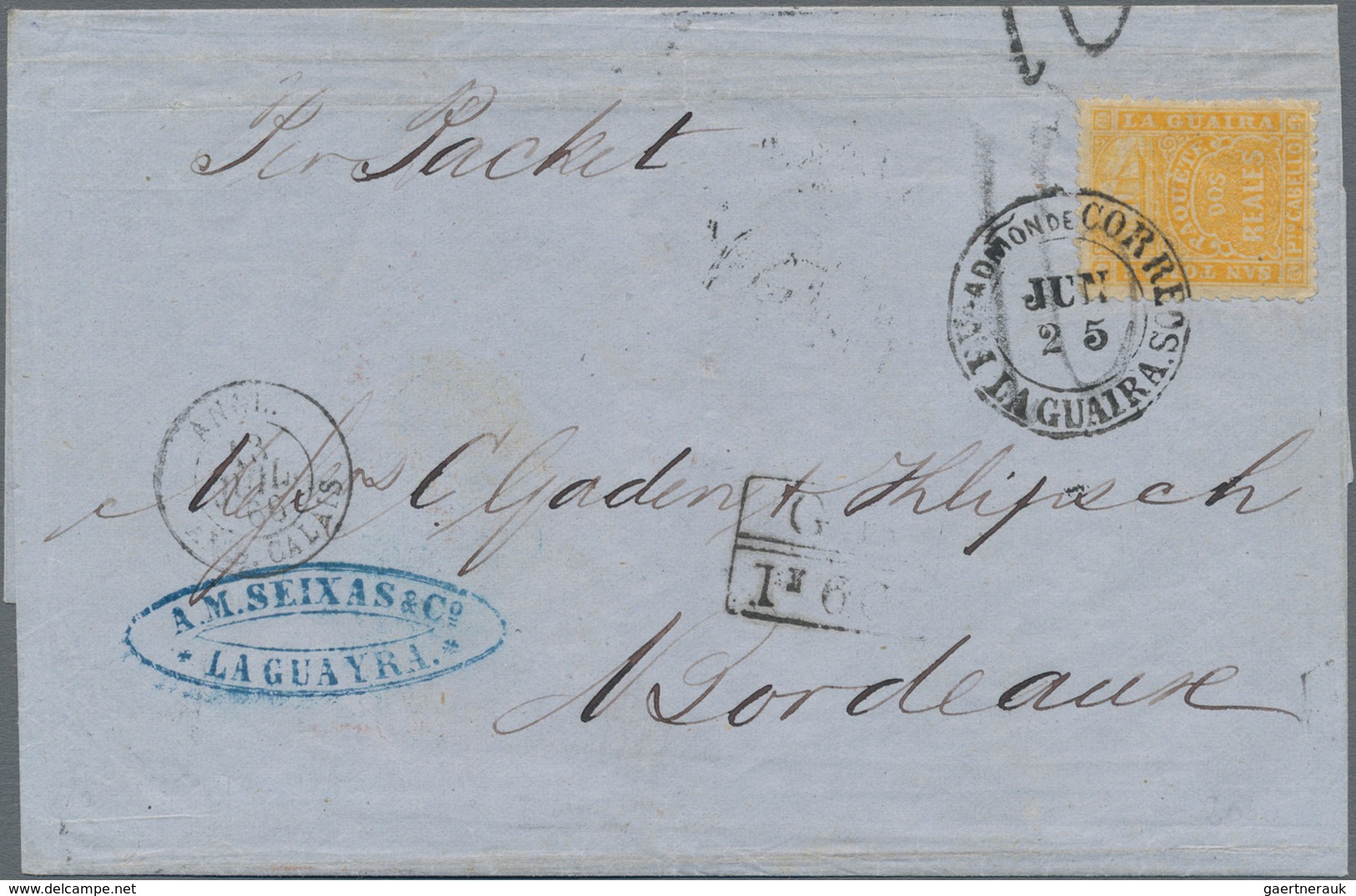 Venezuela - Schiffspost: 1864 Steamer "Robert Todd"s Shipletter Stamp For St. Thomas, Danish West In - Venezuela