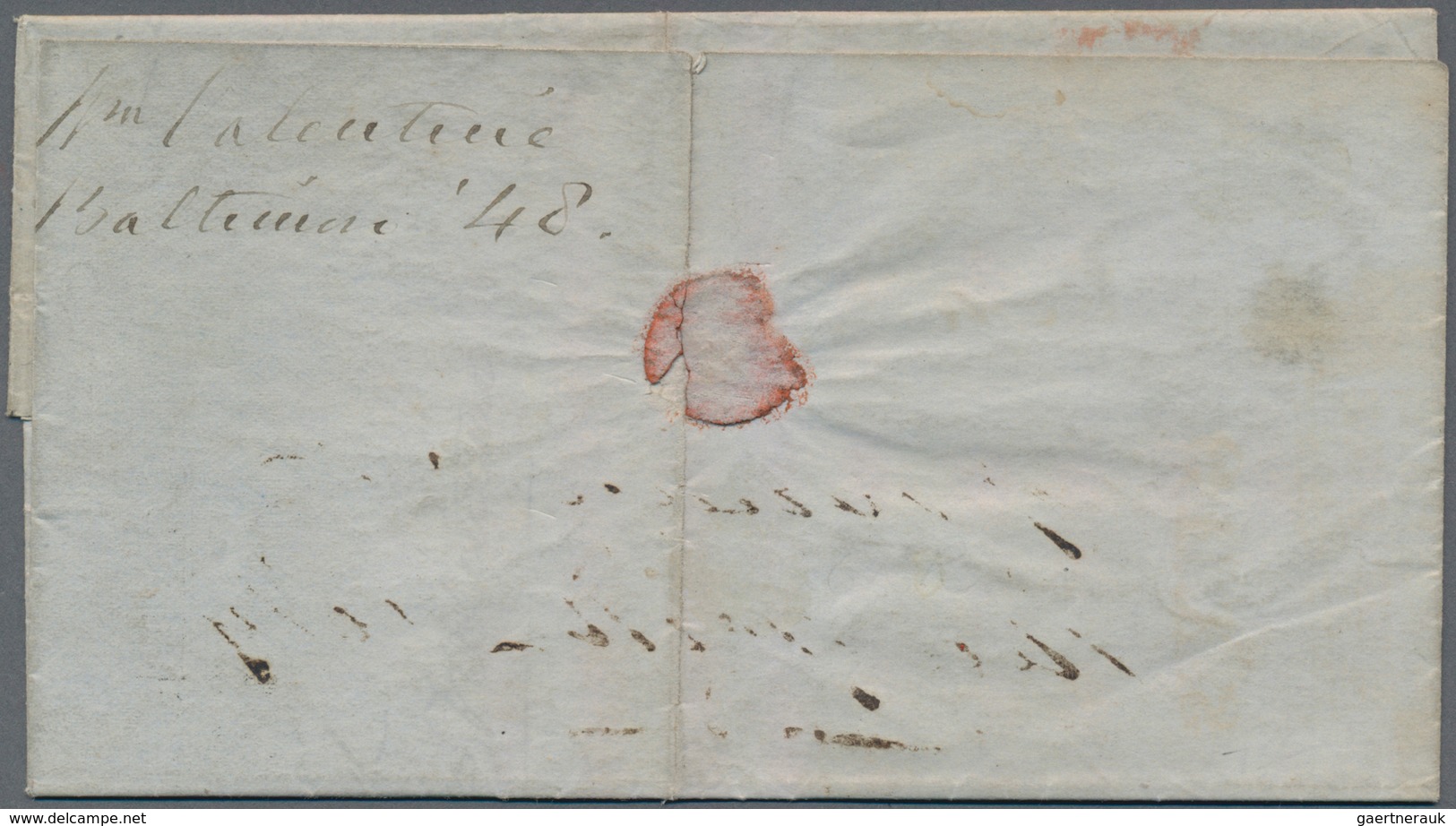 Vereinigte Staaten Von Amerika: 1847: 5c Vertical Pair On Printed Letter 1848 From GUY'S United Stat - Covers & Documents