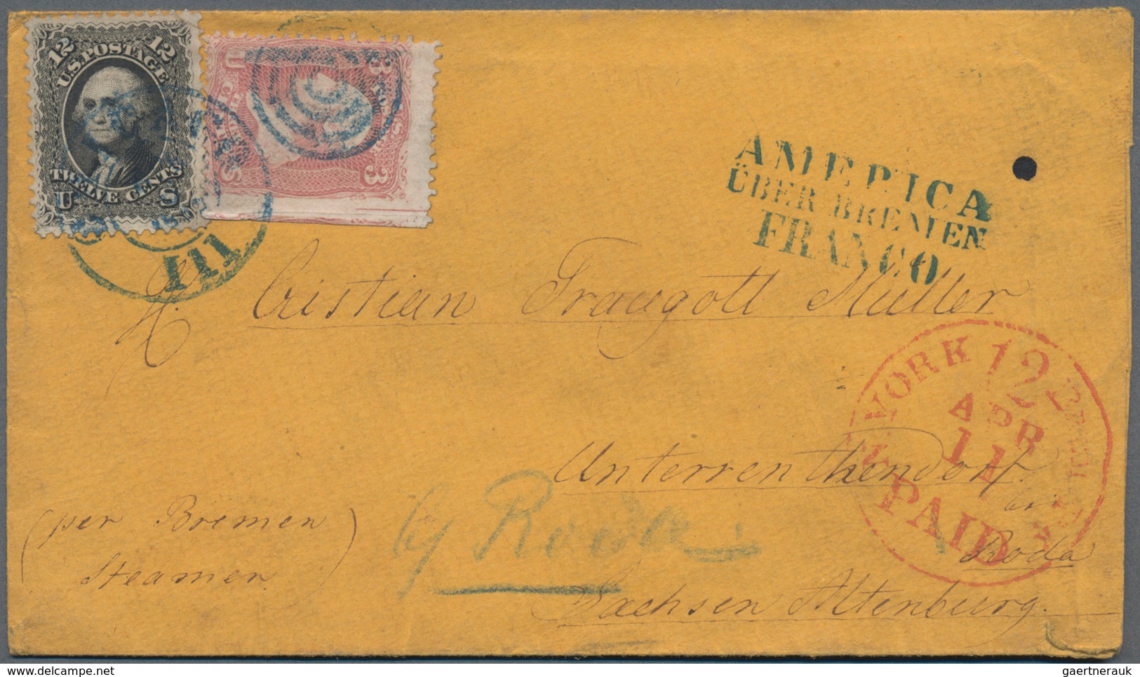 Vereinigte Staaten Von Amerika: 1863, 3c. Rose And 12c. Black (slight Imperfections) On Cover From " - Briefe U. Dokumente
