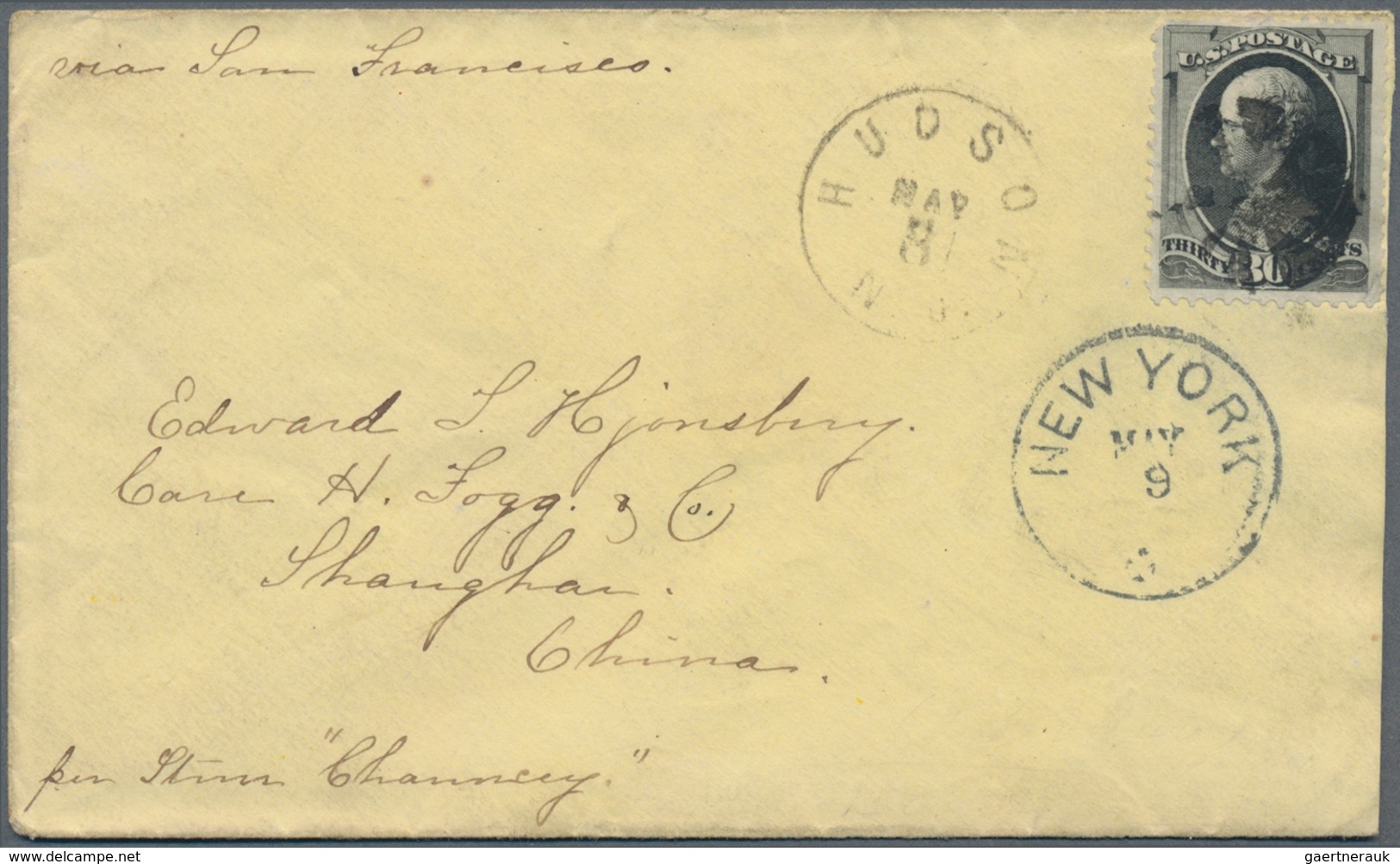 Vereinigte Staaten Von Amerika: 1870-71, 30c. Black Single Mute Cancelled On Cover Addressed To Shan - Covers & Documents
