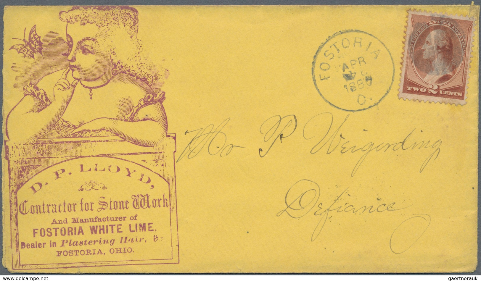 Vereinigte Staaten Von Amerika: 1886 (24.4.), Washington 2c. Redbrown Single Use On Cover From FOSTO - Covers & Documents