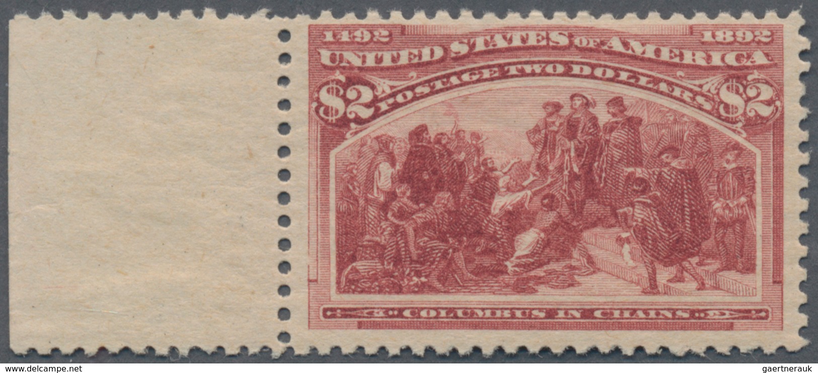 Vereinigte Staaten Von Amerika: 1893, Columbus $2 Brown Red, Left Marginal Copy Of Fresh Colour, Nor - Briefe U. Dokumente