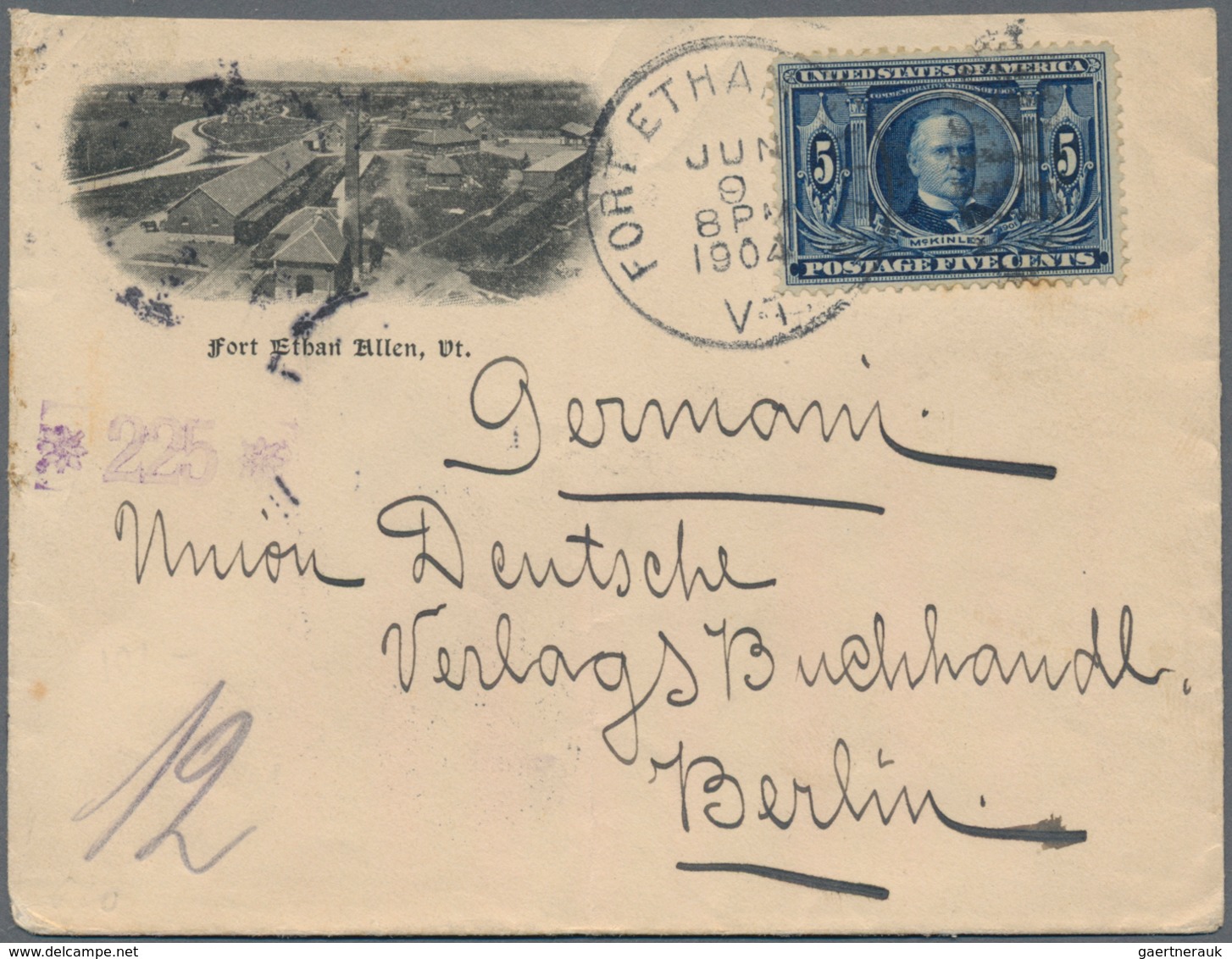 Vereinigte Staaten Von Amerika: 1904, Pictured Cover With Single Franking 5c. Blue McKinley From For - Briefe U. Dokumente