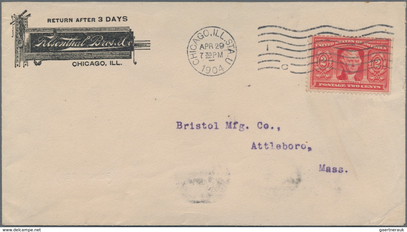 Vereinigte Staaten Von Amerika: 1904, 2c Louisiana Purchase (Scott 324), Tied By "Chicago Ill Sta. U - Briefe U. Dokumente