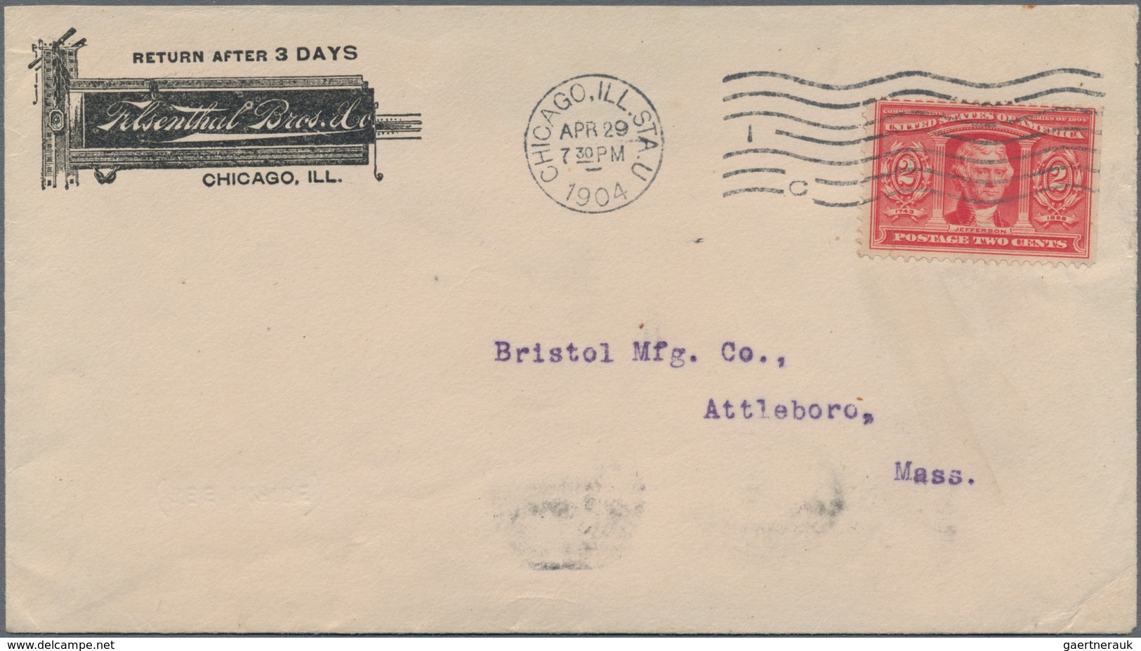 Vereinigte Staaten Von Amerika: 1904, 2c Louisiana Purchase (Scott 324), Tied By "Chicago Ill Sta. U - Covers & Documents