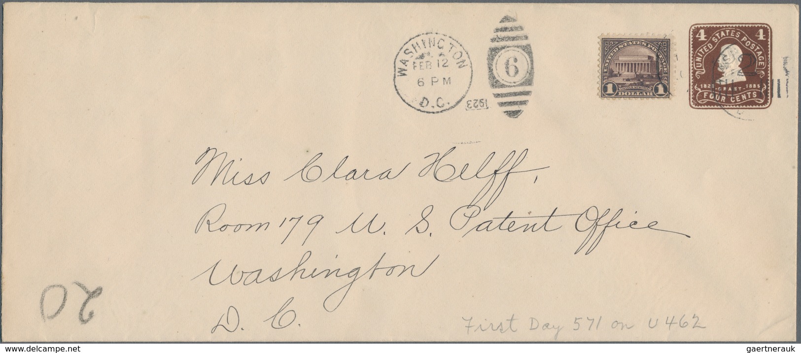 Vereinigte Staaten Von Amerika: 1923. $1.00 Lincoln Memorial (Scott 571) Used On Perfect 4c Lincoln - Covers & Documents