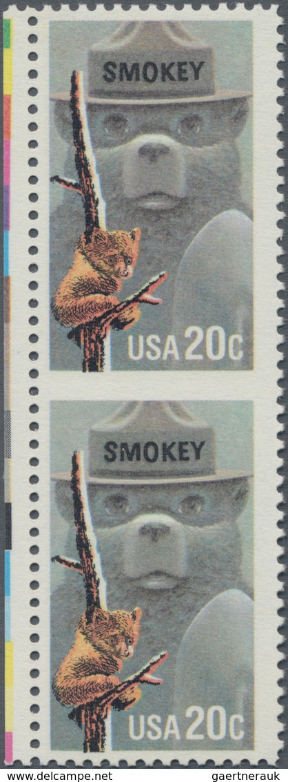 Vereinigte Staaten Von Amerika: 1984, Smokey Bear 20c. Vertical Pair IMPERFORATE Between, Mint Never - Briefe U. Dokumente