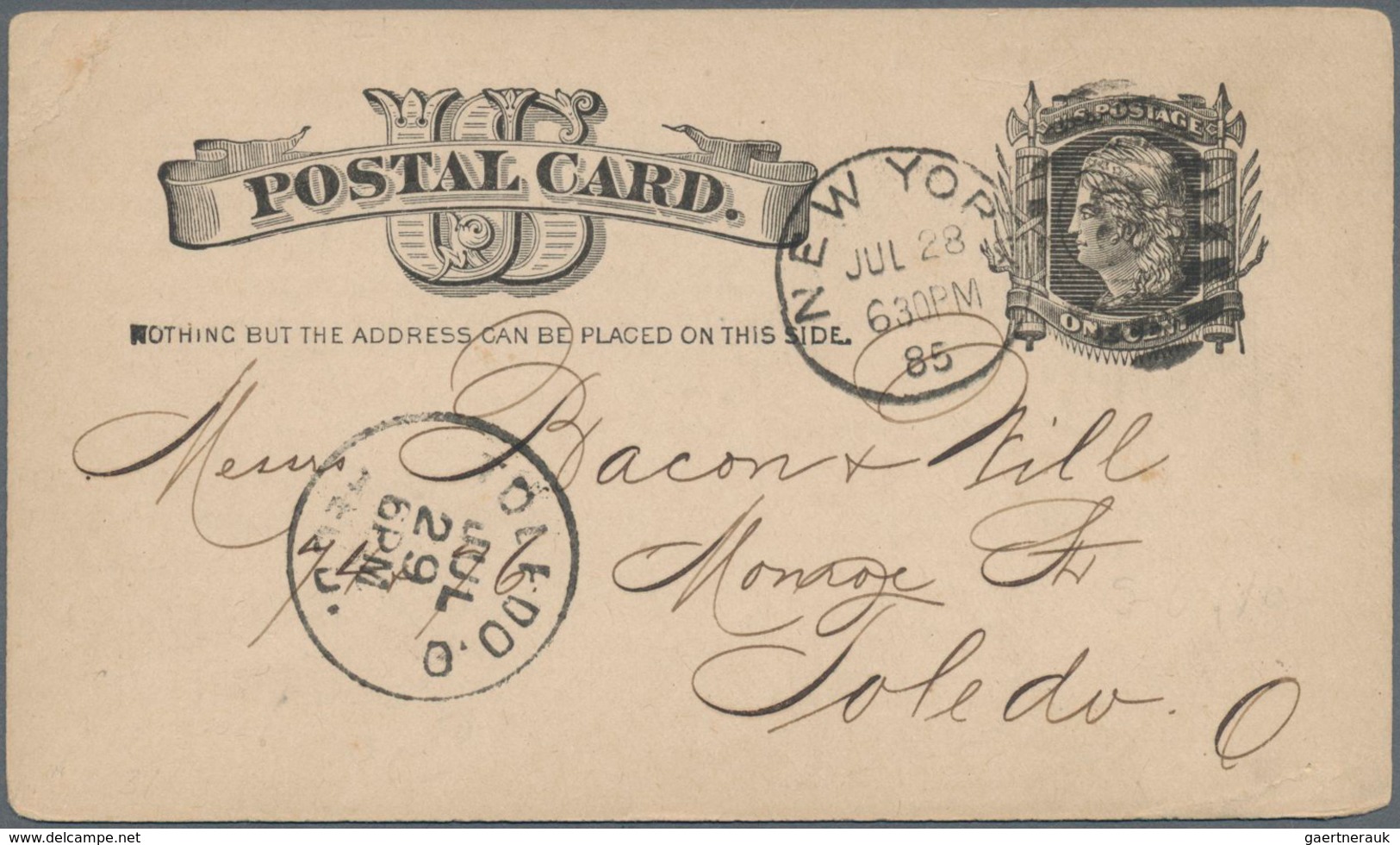 Vereinigte Staaten Von Amerika - Ganzsachen: 1885 Commercially Used Picture Postal Stationery Card W - Other & Unclassified