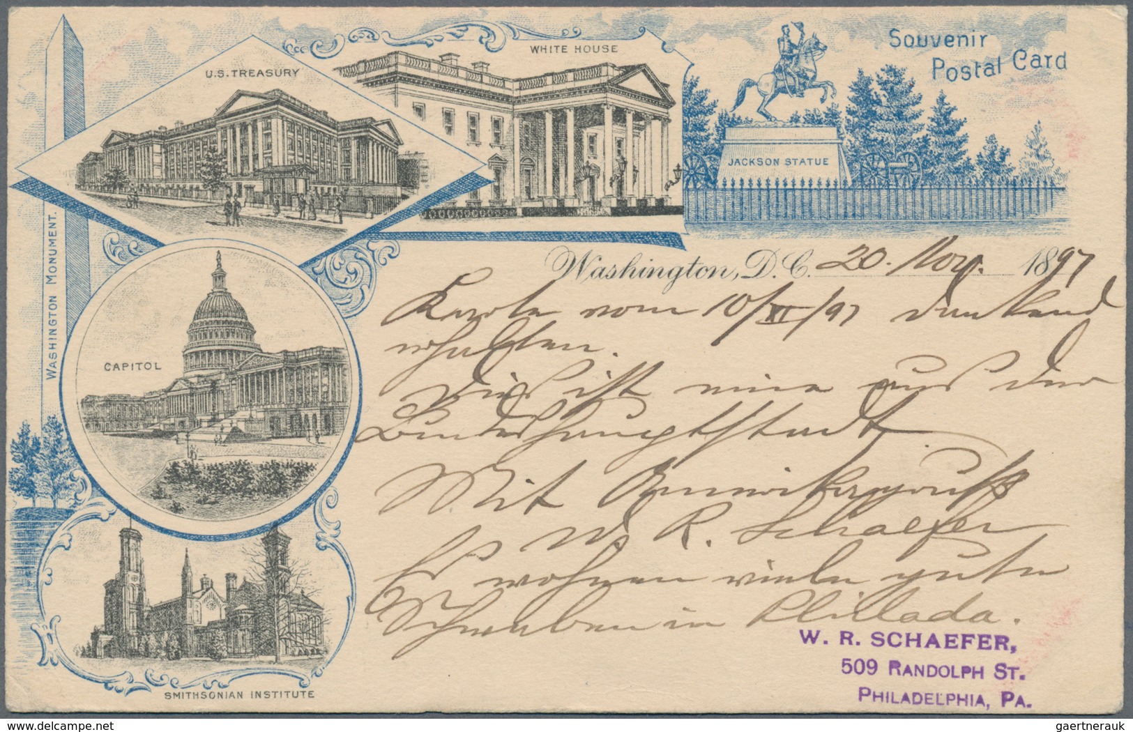 Vereinigte Staaten Von Amerika - Ganzsachen: 1897, Commercially Used Picture Postal Stationery Card - Sonstige & Ohne Zuordnung
