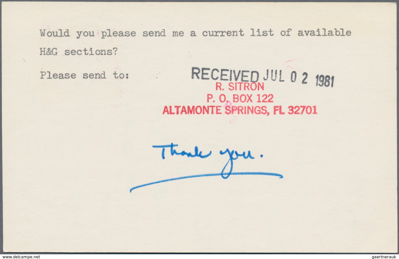 Vereinigte Staaten Von Amerika - Ganzsachen: 1981 Commercially Used Precanceled Postal Stationery Ca - Andere & Zonder Classificatie