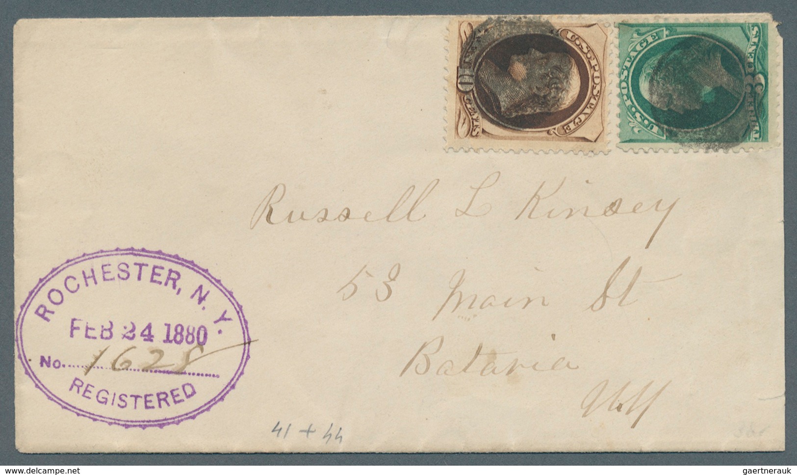 Vereinigte Staaten Von Amerika - Stempel: 1880: "ROCHESTER N.Y. FEB 24 1880 REGISTERED" Unusual Viol - Postal History
